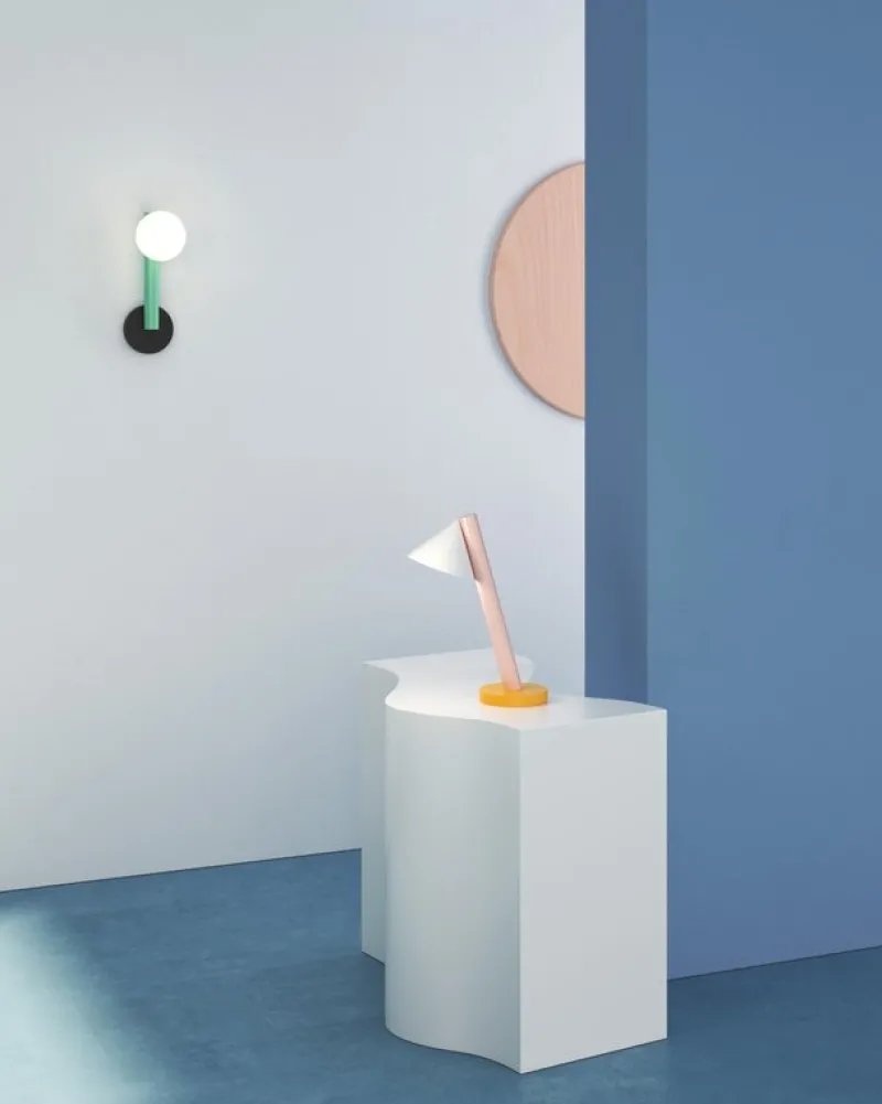 Pamono Yellow Tube with Globes and Cones Desk Lamp by Atelier Areti> Table Lamps