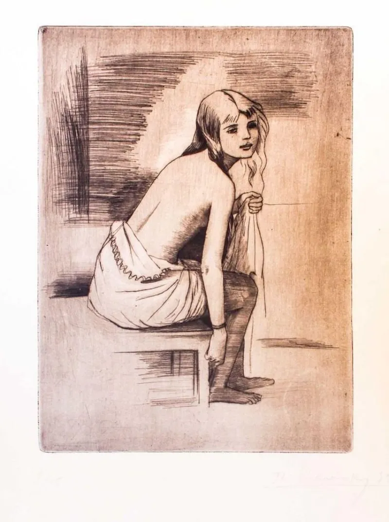 Pamono Young Model - Original Etching by Theodore Stravinsky - 1932 1932> Impressionist