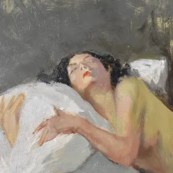 Pamono Yves Diey, Nude Woman Lying, 20th Century, Oil Painting><noscript><img width=