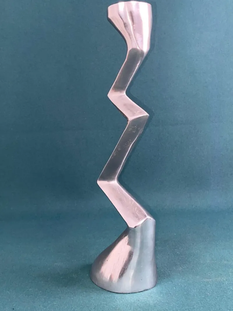 Online Pamono Zig Zag and Swan Candleholders in Aluminium by Matthew Hilton, 1980s, Set of 2