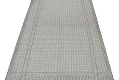 Outlet Pamono Zilu Style Kilim in White and Blue-Gray Geometric Pattern from R&K Principal Jahanshah Nazmiyal