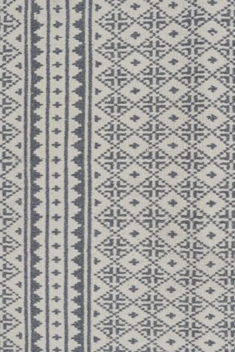 Outlet Pamono Zilu Style Kilim in White and Blue-Gray Geometric Pattern from R&K Principal Jahanshah Nazmiyal