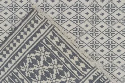 Outlet Pamono Zilu Style Kilim in White and Blue-Gray Geometric Pattern from R&K Principal Jahanshah Nazmiyal