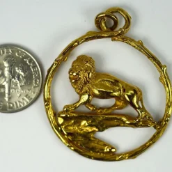 Clearance Pamono Zodiac Leo 18k Yellow Gold Lion Charm Pendant, 1960s