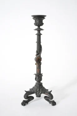 Pamono Zoomorphic Bronze Candleholders, 19th Century, Set of 2> Candleholders